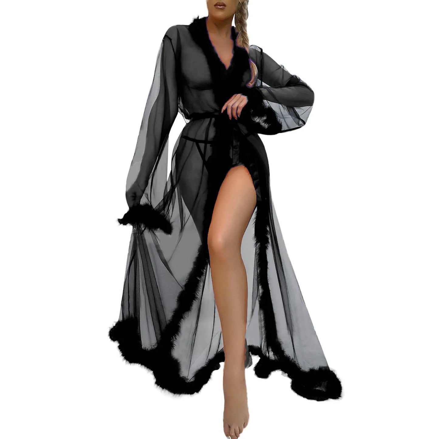 Sheer Long Kimono Robe